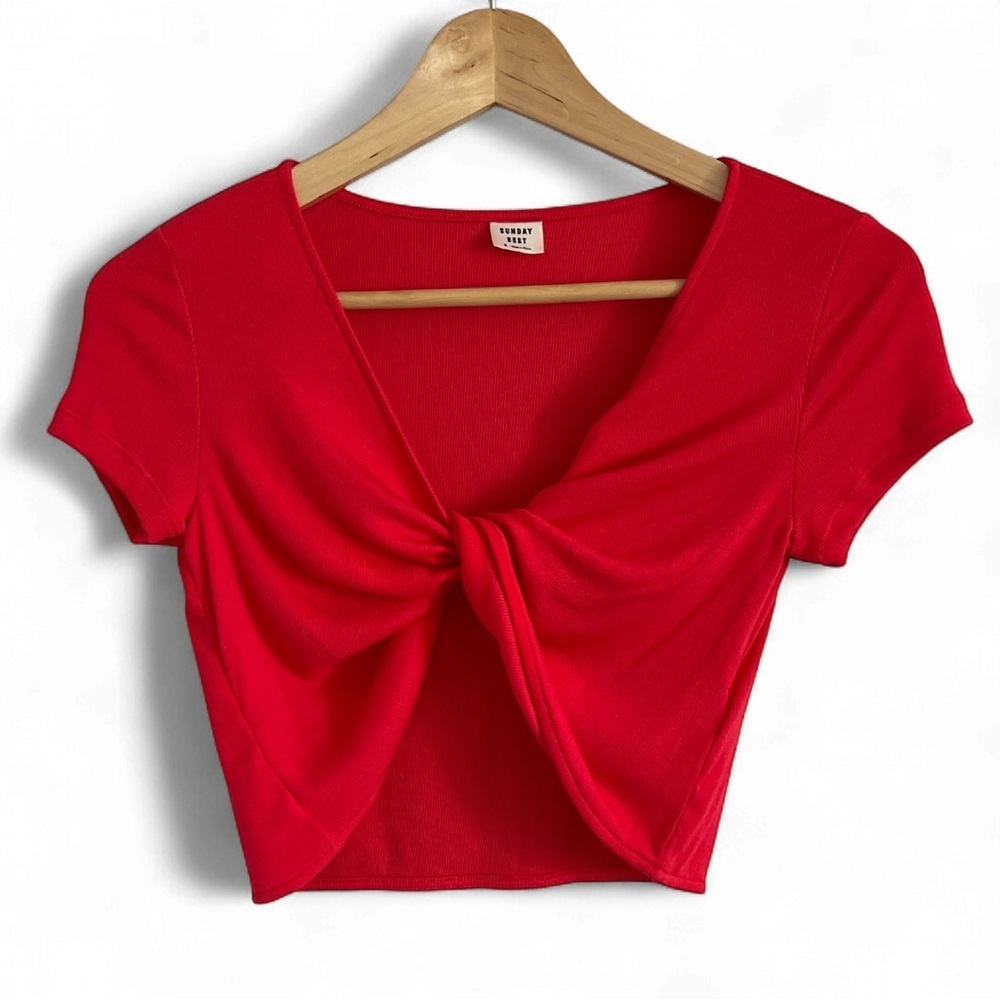 Sunday Best Red Knot Front Blouse